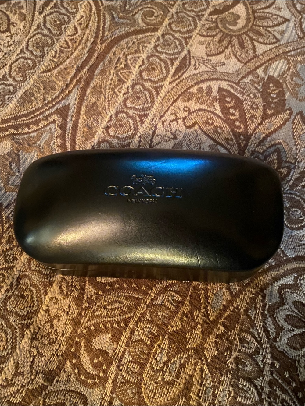 Coach Black Leather Sunglasses Case with Embossed Logo